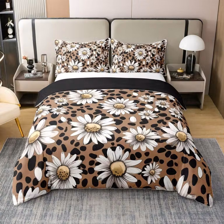 Set di lenzuola - 100% cotone - Motivo floreale vintage - 135 x 200 cm