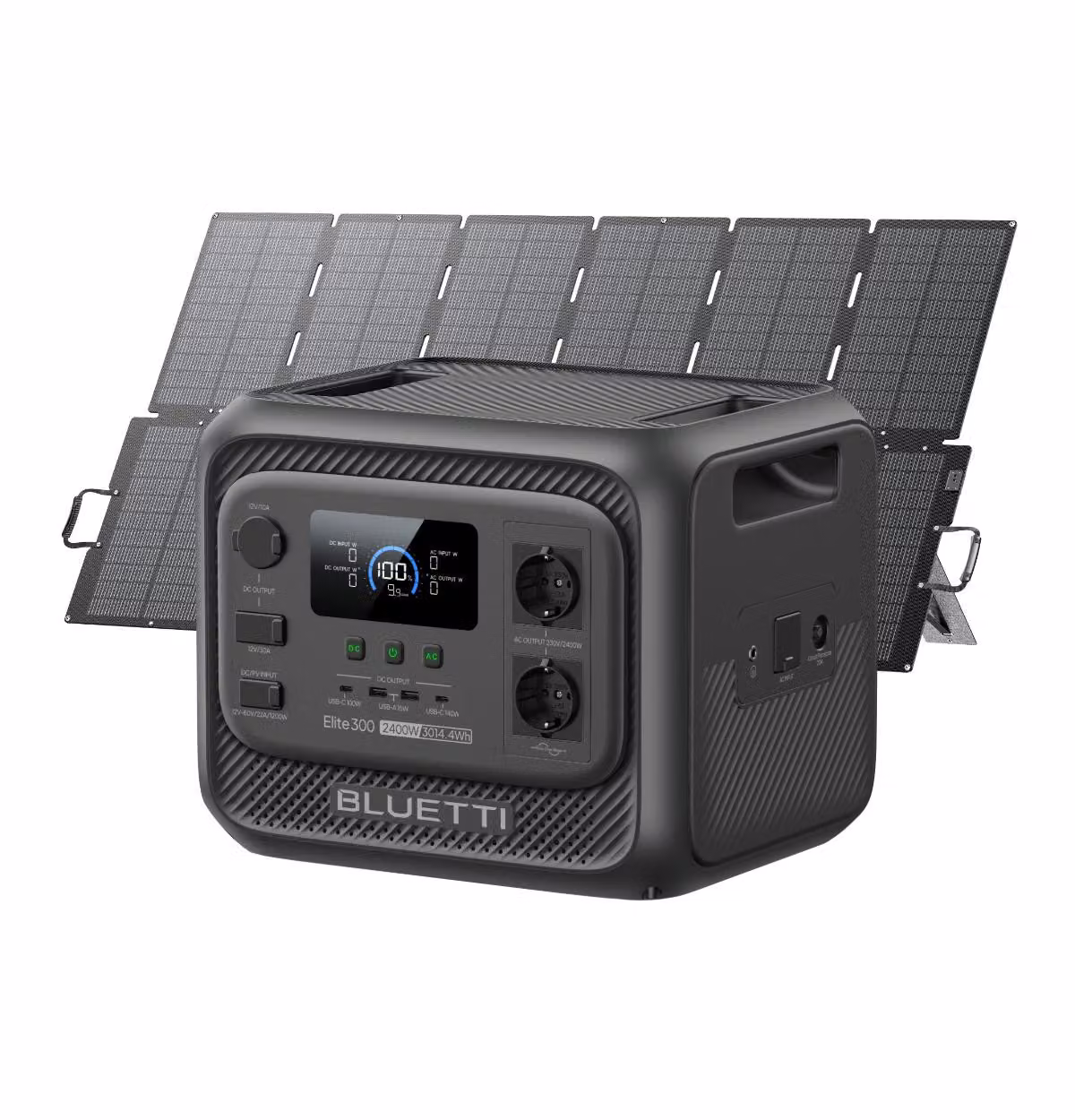 Generatore di corrente BLUETTI Elite 300 con pannello solare da 500 W, stazione di ricarica LiFePO4 da 3014 Wh con uscite CA da 2400 W, backup da 3 kWh per la casa, le emergenze e il camper