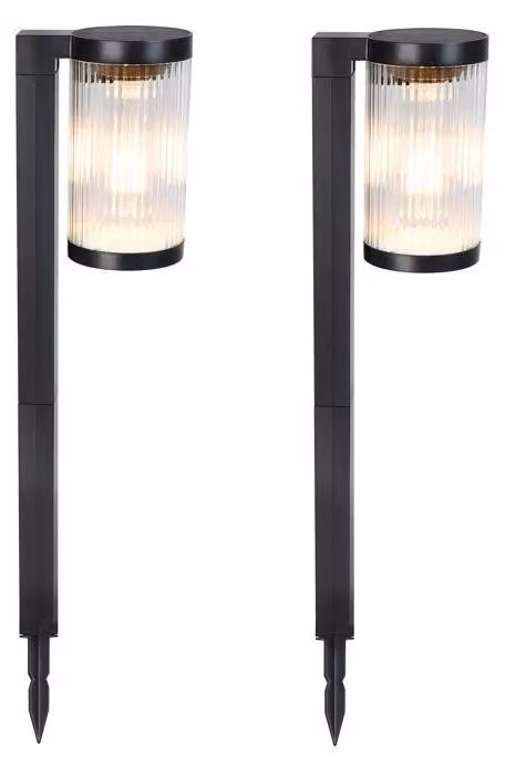 Lampada solare, set da 2, LUMISKY BEAMLIT, LED bianco caldo, H58 cm, lampada da giardino per vialetti, IP65