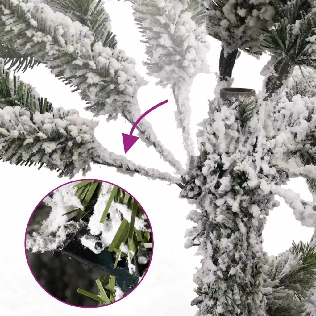Albero di Natale artificiale con neve fioccata vidaXL, verde e bianco, Altezza: 210 cm – 2