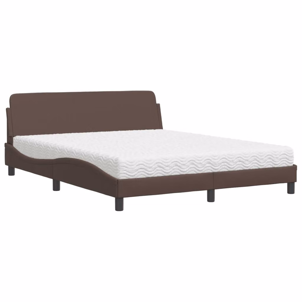 Letto con Materasso Dover Marrone 160x200cm in Pelle finta