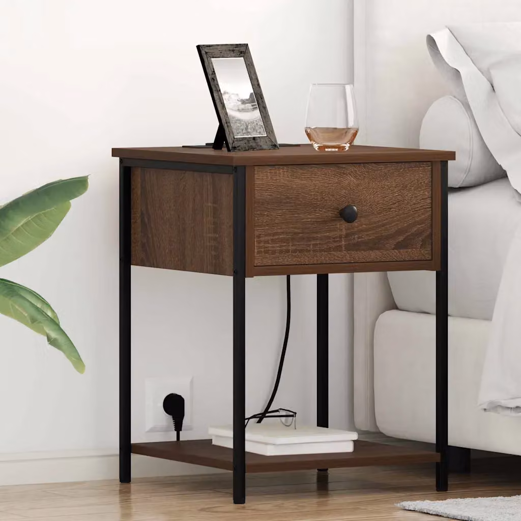 Set di 2 Armadi da Notte vidaXL in Rovere Marrone L 42 cm, P 41 cm, H 56 cm