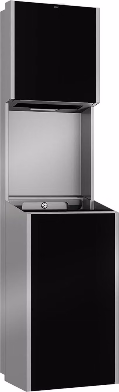 KWC AR combinazione carta-spazzatura, EXOS, acciaio inox, incasso, 304x1166x251 mm, frontale ESG nero