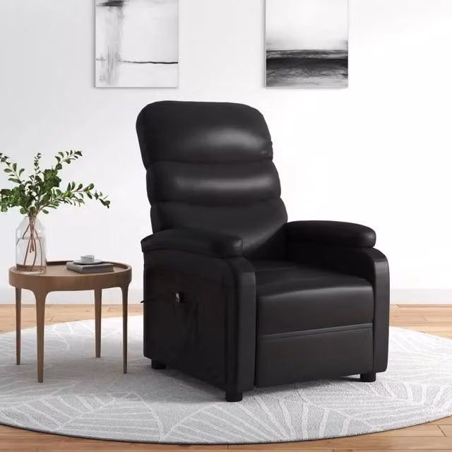 Poltrona Reclinabile Elettrica Nera in Similpelle 3073670