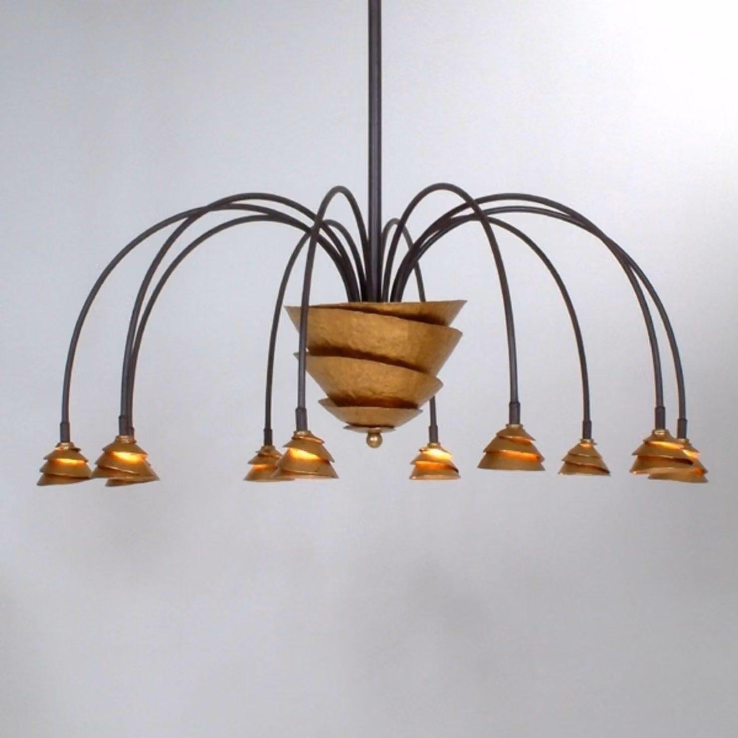 Holländer Lampada a sospensione FONTAINE, dimmerabile, Marrone / Ruggine, Soggiorno / Sala da pranzo, Metallo, Design, Lampada a sospensione