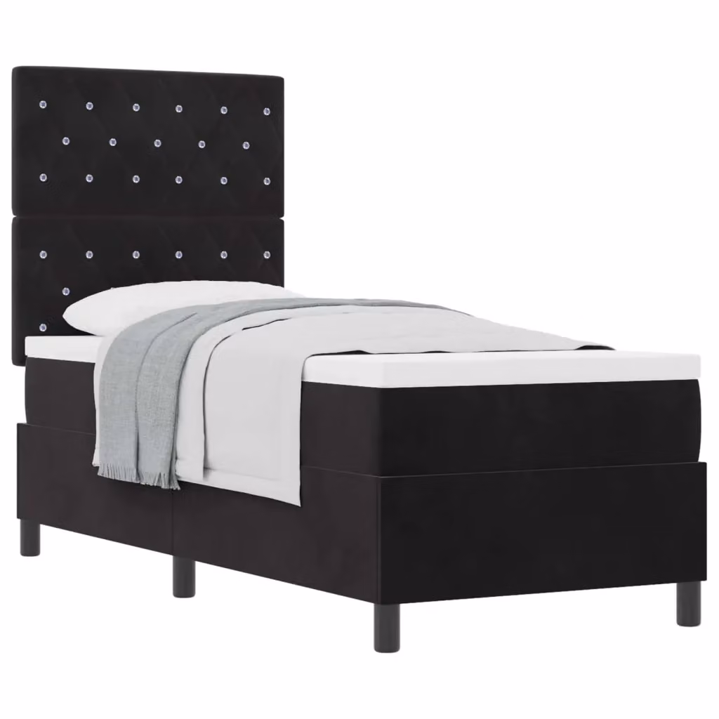 Letto a molle con materasso vidaXL in velluto nero L 80 x P 200 cm – 2