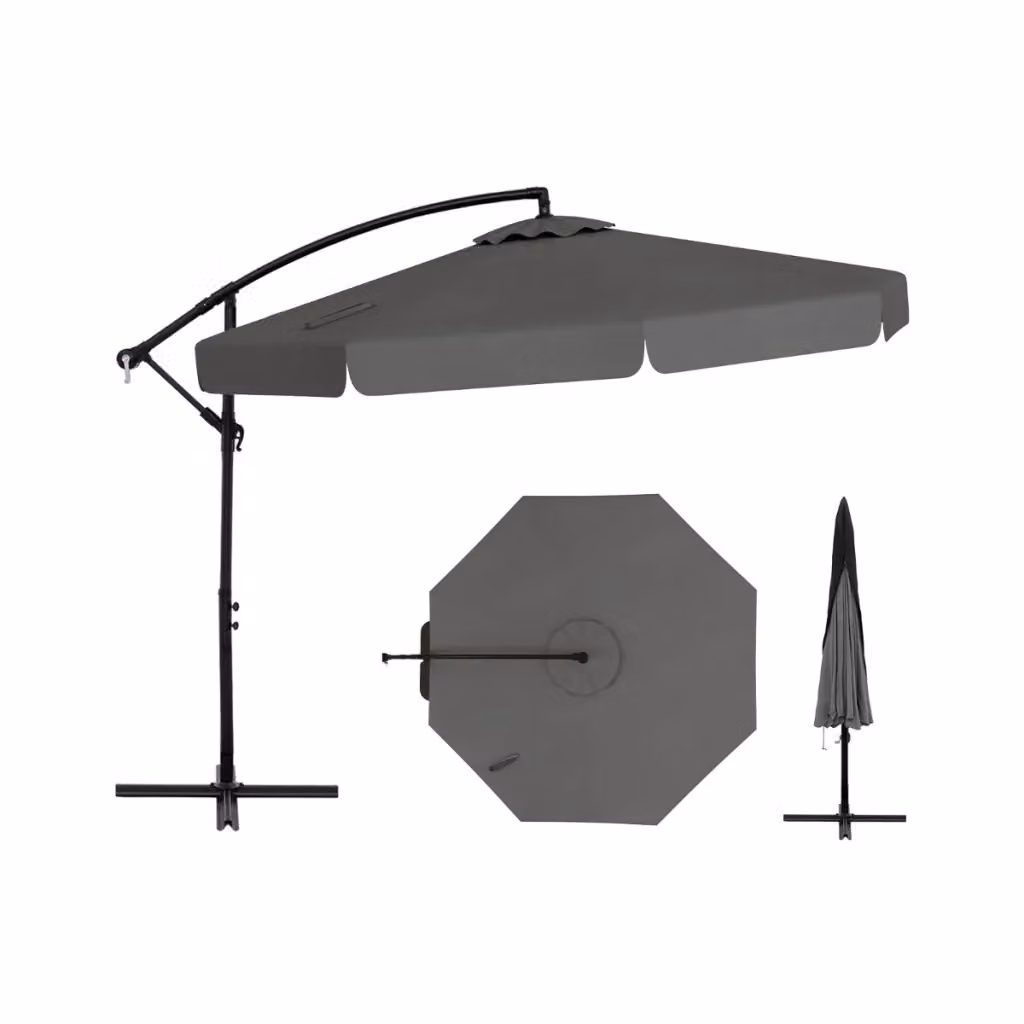 Ombrellone a braccio con inclinazione regolabile DESIGN IN in poliestere e metallo Grigio L: 305 cm, P: 250 cm, H: 13 cm – 2