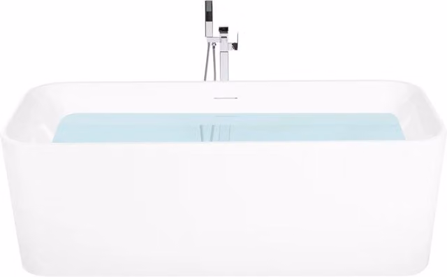 Vasca da bagno freestanding ovale moderna in acrilico bianco 1700 x 700 mm con sistema di troppo pieno