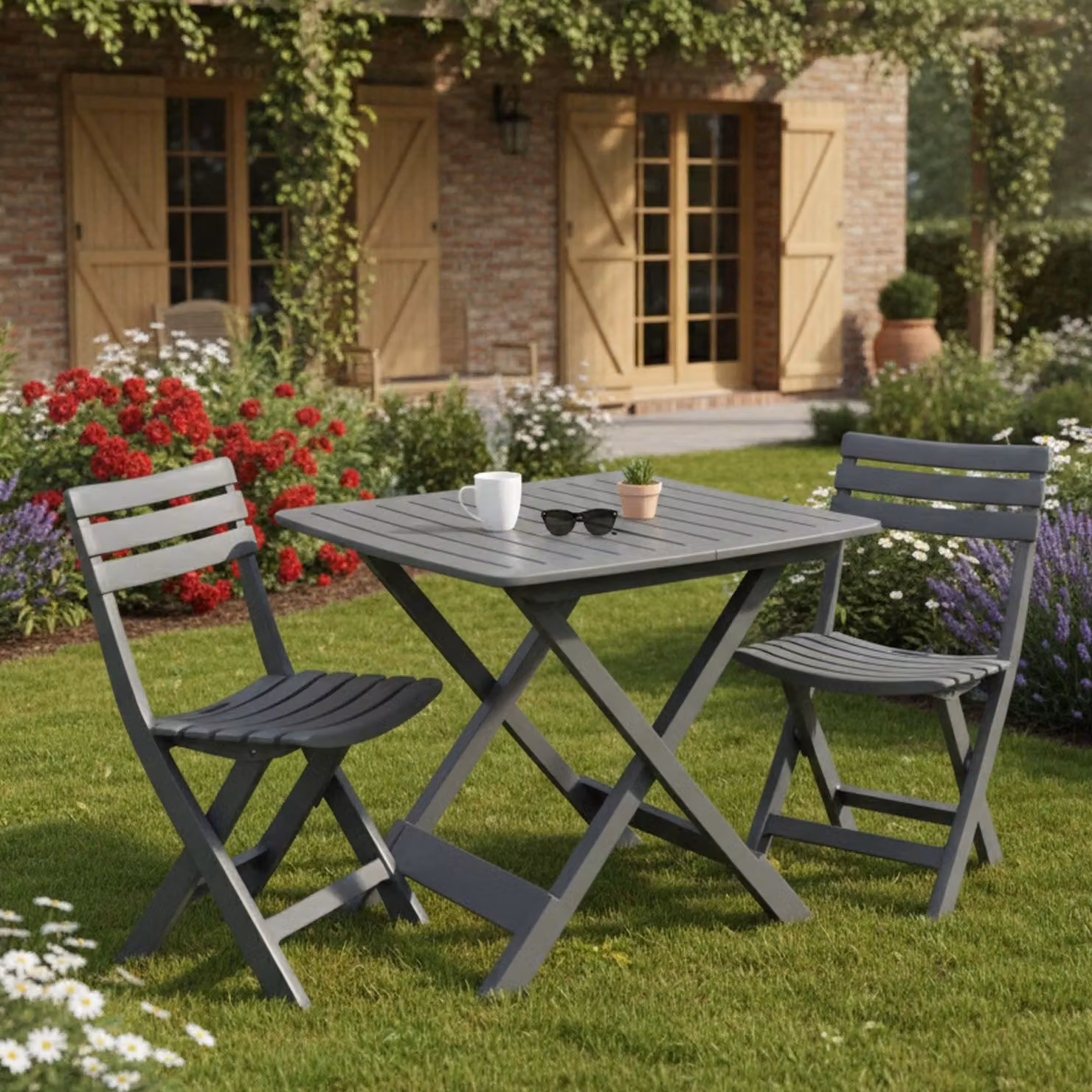 Viticuso - set Salotto da Esterno, Nero Antracite, 2 Posti  Italy