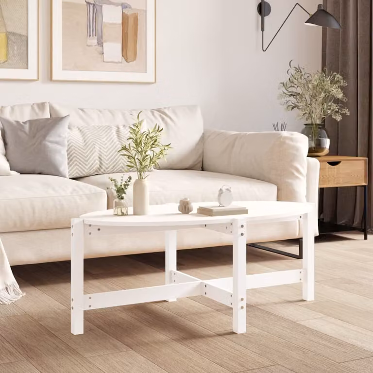 Maison Exclusive - Tavolino bianco 118x63x45 cm in legno massello di pino