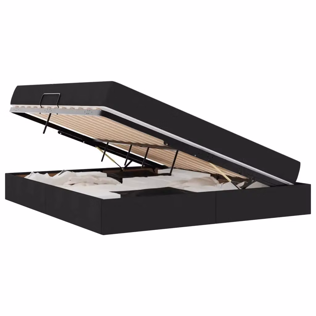 Letto moderno con contenitore e materasso vidaXL in tessuto nero L 180 cm x P 200 cm x H 280 cm – 2