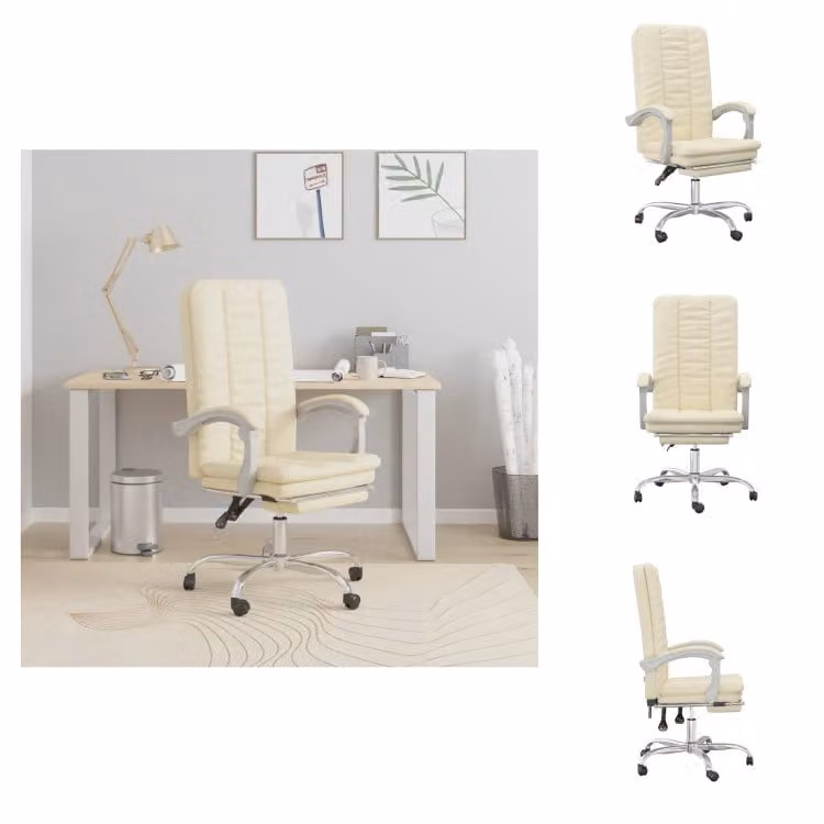 vidaXL Sedia da ufficio con funzione reclinabile in Pelle finta crema - Sedie da ufficio