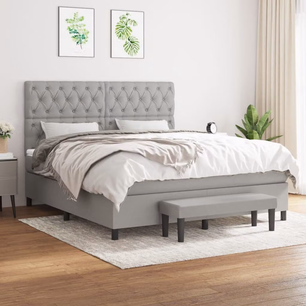 Maison Exclusive - Giroletto a Molle con Materasso Grigio Chiaro160x200 cm Tessuto