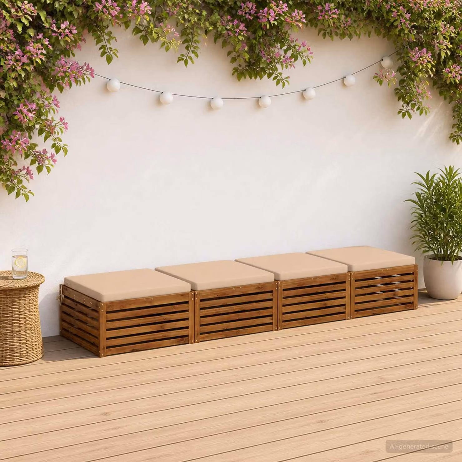 Set di 4 cuscini per sedia vidaXL in poliestere beige con rivestimento lavabile e resistente ai raggi UV