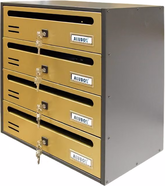 Cassetta Postale Multiunita Aulbox in Acciaio Oro L: 52 cm, P: 43 cm, H: 38,5 cm