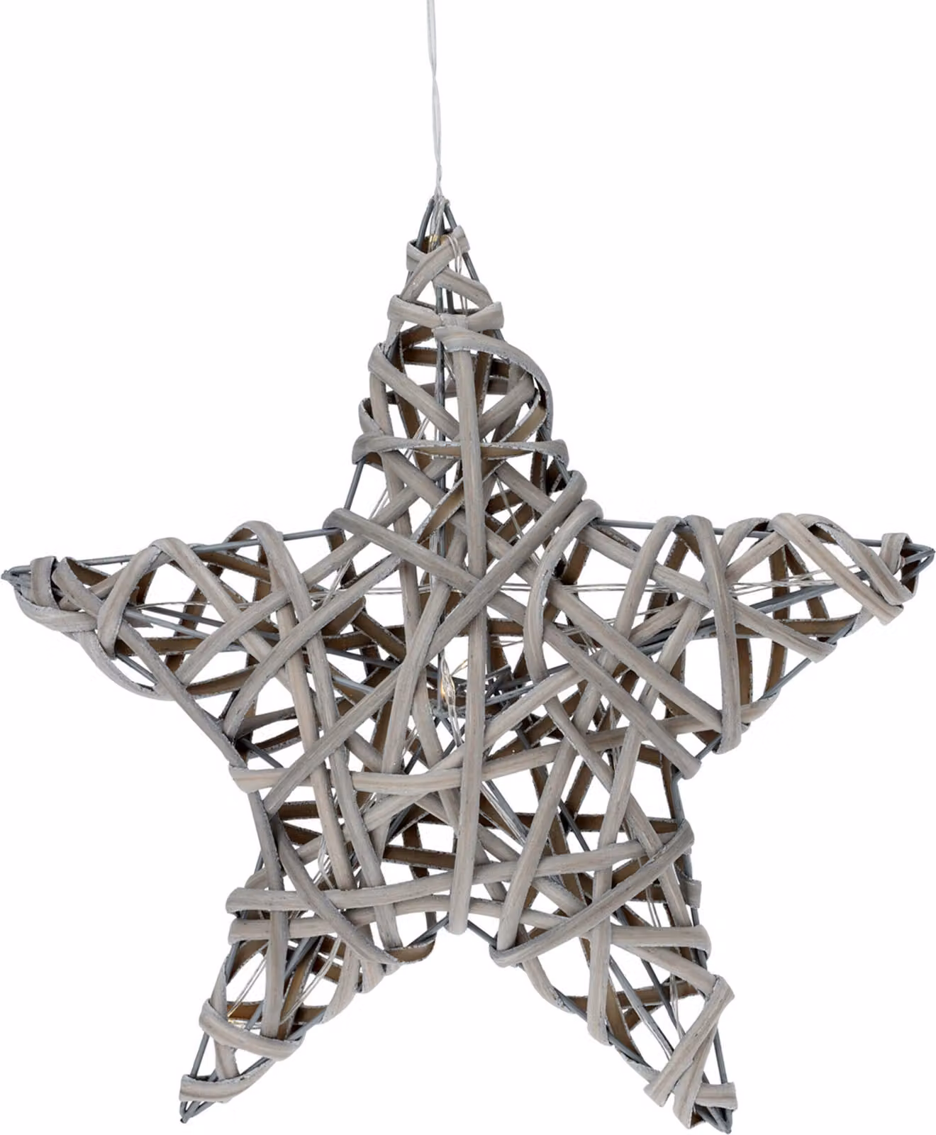 Stella 30 cm in rattan - illuminata con 10 LED - batteria / timer / bianco caldo