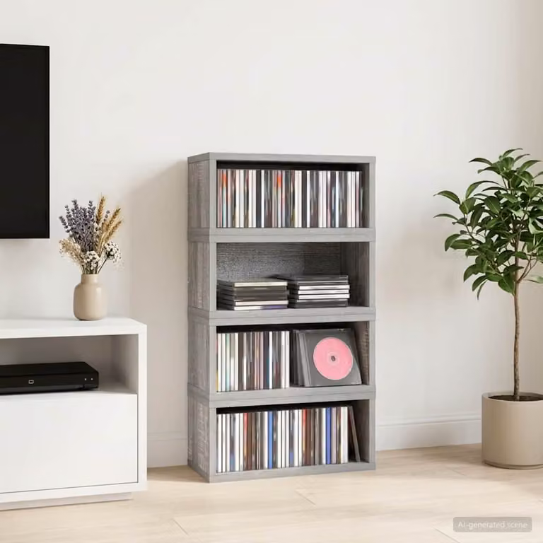 Set di 4 rack per stoccaggio CD vidaXL in MDF colore grigio L 40 cm x P 17 cm x H 17 cm