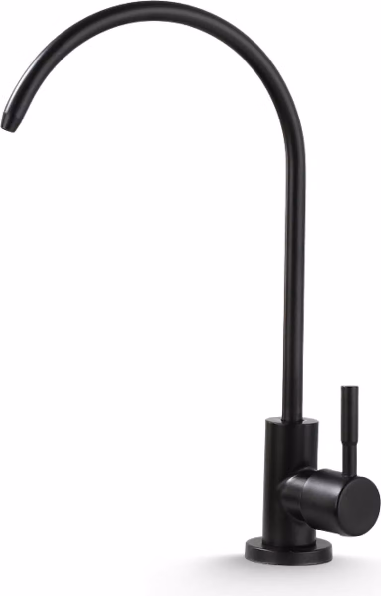 Rubinetto per acqua filtrata Ari, rubinetto da cucina nero in acciaio inox SUS304, girevole a 360 gradi, cartuccia Vetroceramica, per filtro 1/4