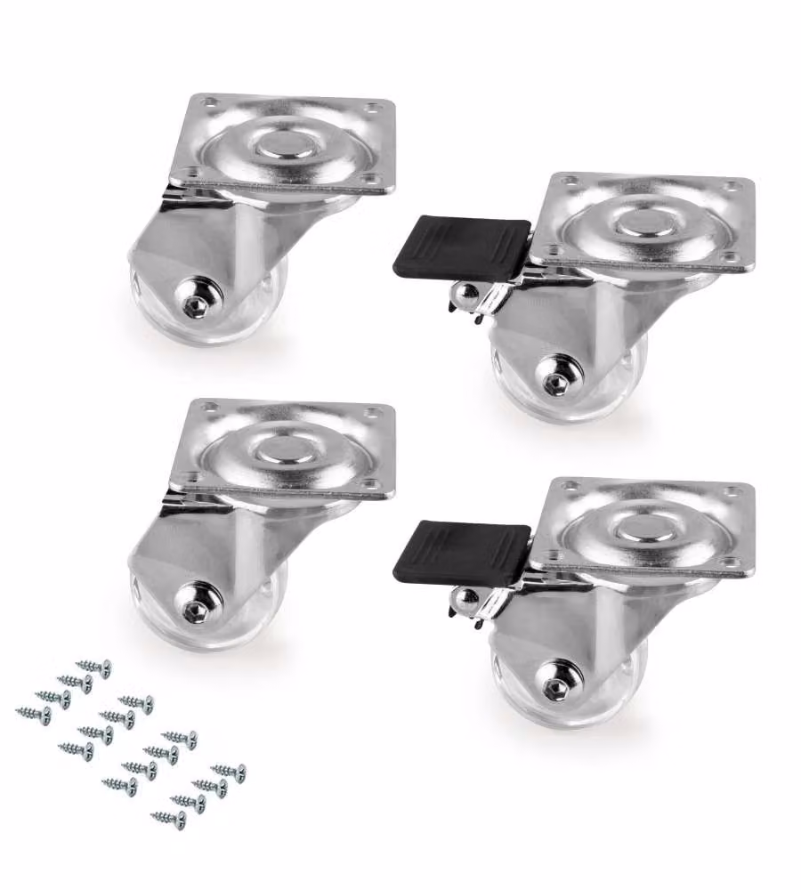 Emuca Kit di ruote Slip 3 con piastra per montaggio, D 35, Acciaio e Tecnoplastica, 1 kit
