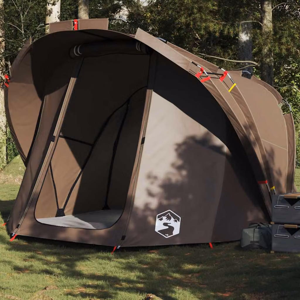 Tenda da pesca vidaXL per 4 persone, impermeabile, marrone
