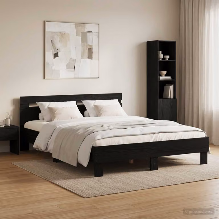 Struttura del letto moderna vidaXL in legno nero L 140 x P 190 cm