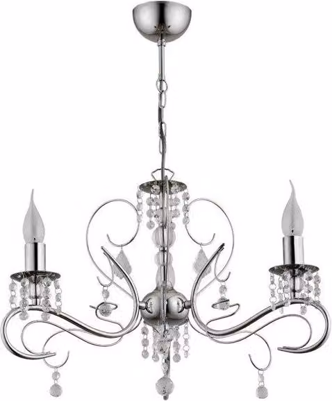 Lampadario a soffitto ASTOR Alfa in metallo cromato e cristallo, diametro: 51 cm, 3xE14 10W