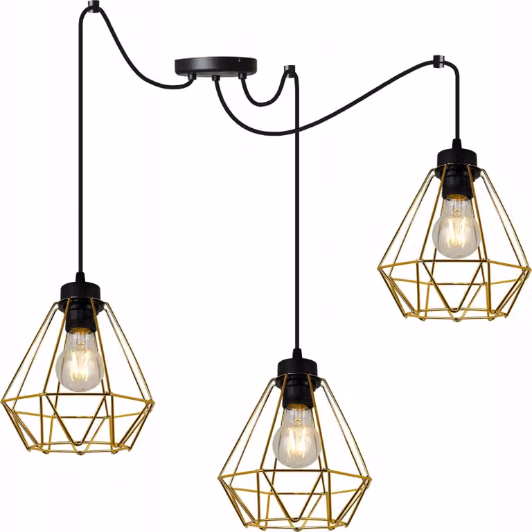 Light-Home Spider Corral sospensione - Lampada da soffitto industriale - Lampada a sospensione in metallo - 3 luci, nero e oro