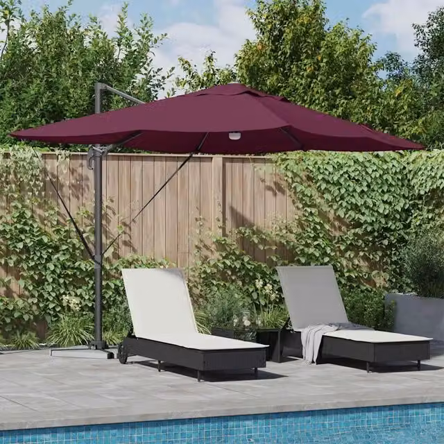 Ombrellone-Ombrello da giardino balcone Rosso Bordeaux 351 x 250 x 253 cm