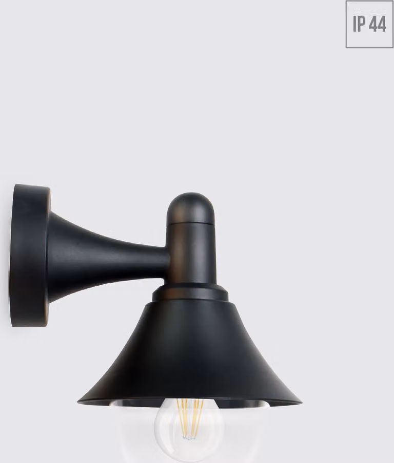 Lampada a parete MIAMY 1xE27/40W, IP44, nero L: 181, L: 232, H: 250, dimmerabile