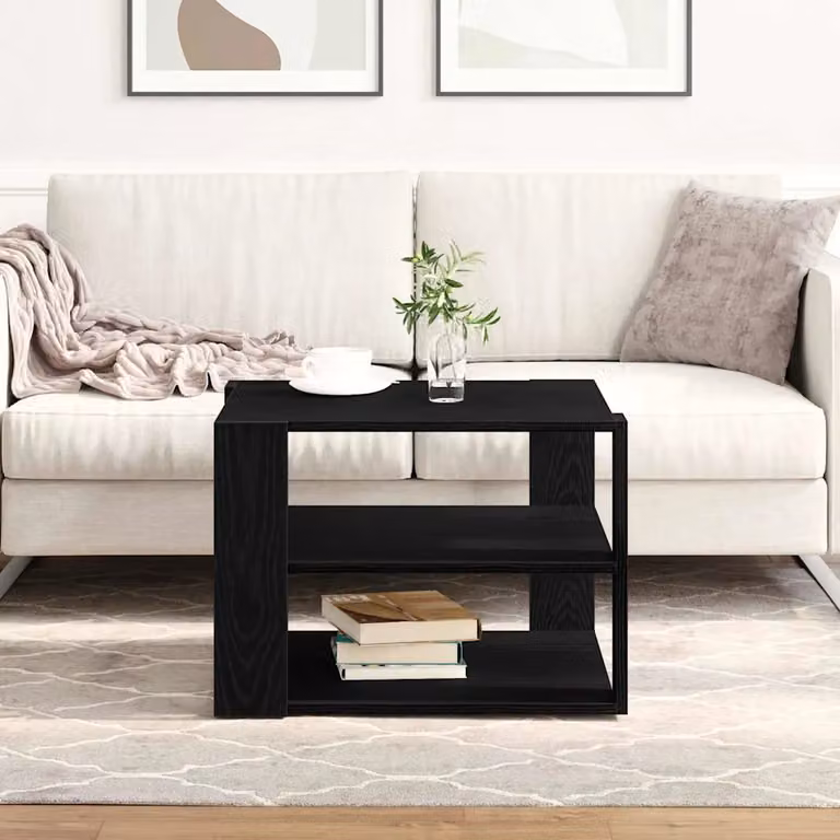 vidaXL Tavolino da salotto moderno in rovere e nero L/P/H: 58 x 58 x 40 cm