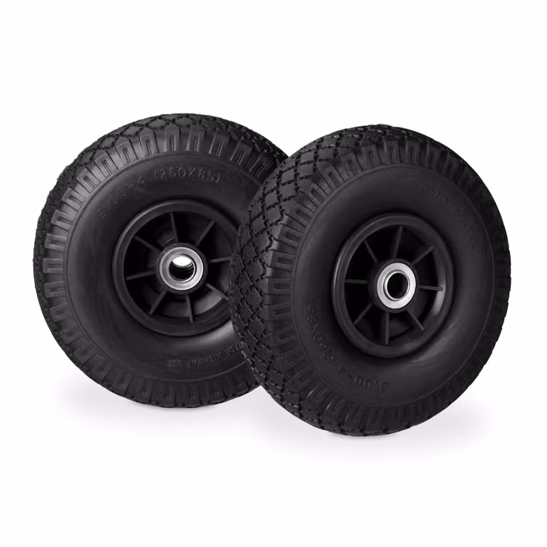4 ruote per carrello a mano, pneumatici in gomma piena anti-foratura, 3,00-4 pollici, asse da 20 mm, fino a 80 kg, ruota di scorta 260 x 85 mm, nero