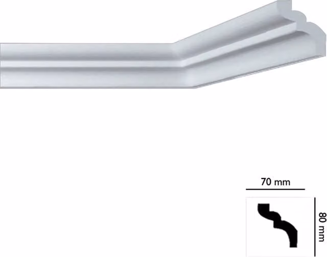 Set di 50 cornici decorative per soffitto in polistirolo bianco BOVELACCI mod. I785, L: 7 cm, P: 8 cm, H: 200 cm