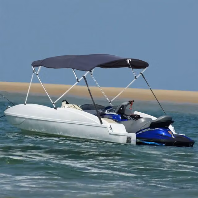 Bimini di Prua Videx con Pareti Laterali e 4 Archi, Colore Blu, L 243 cm x H 137 cm (Regolabile 200-213 cm)