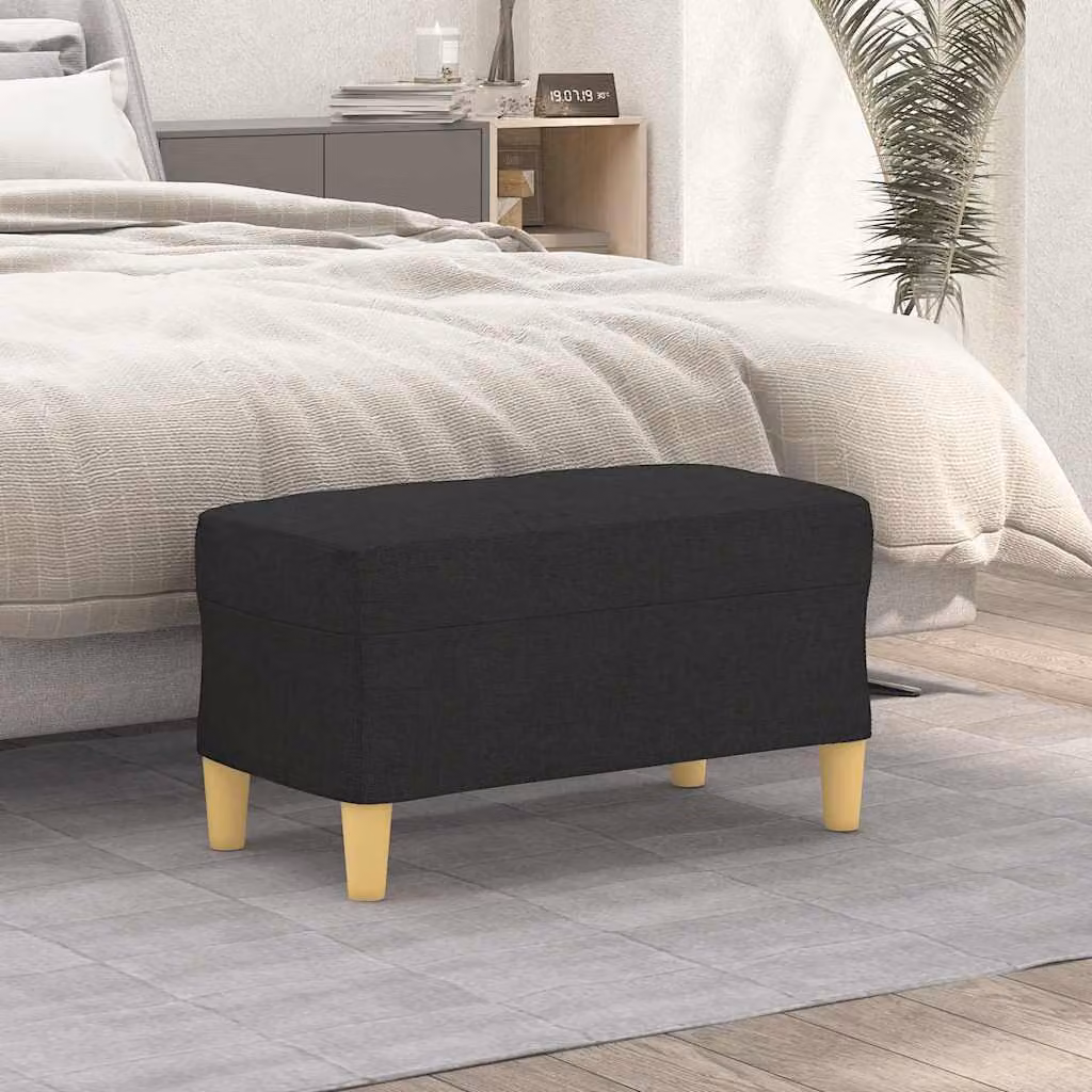 Panca moderna vidaXL in tessuto nero con struttura in legno L: 70 cm, P: 35 cm, H: 41 cm