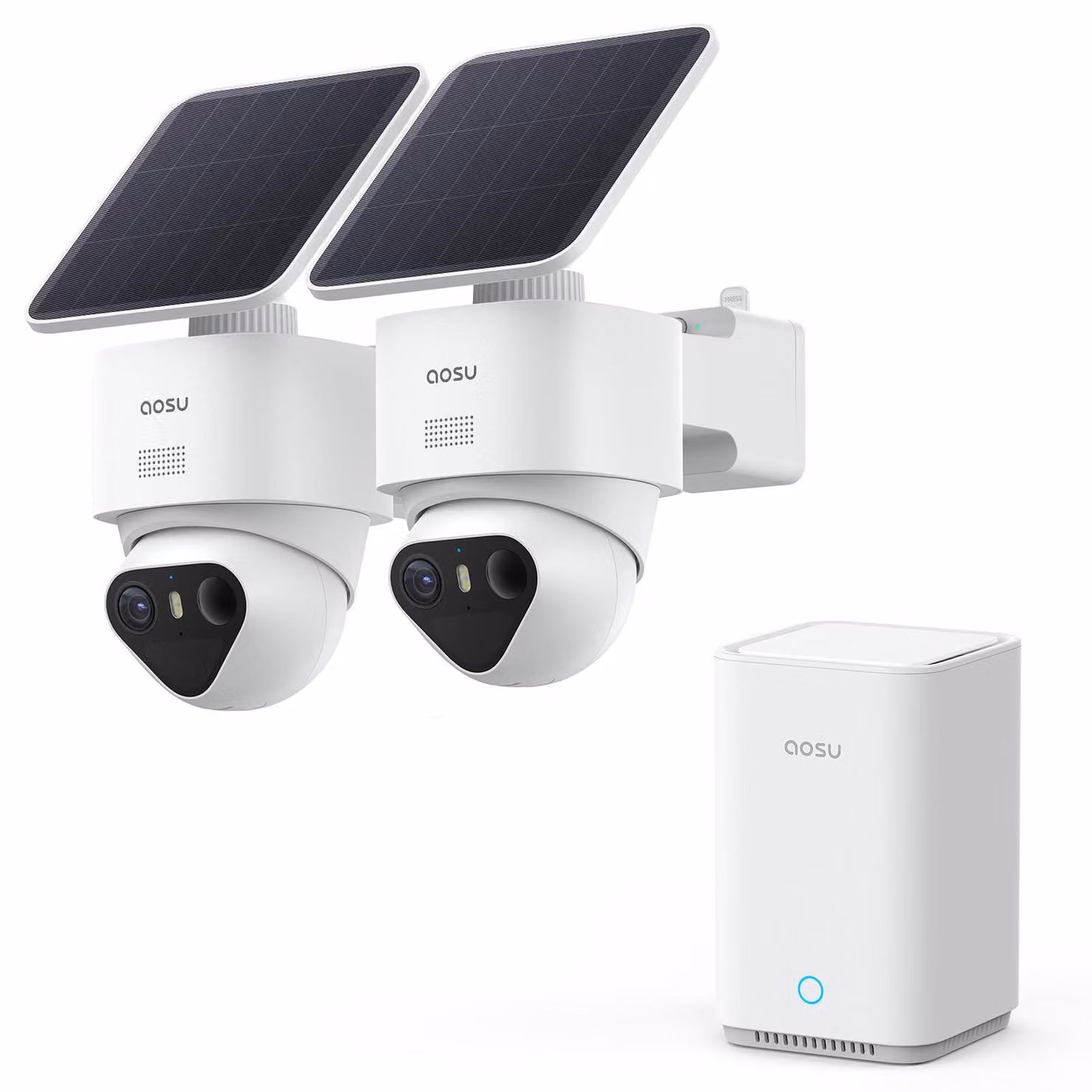 Telecamera esterna 4K UHD wireless, con rotazione a 360°, alimentata a energia solare e dotata di visione notturna a colori
