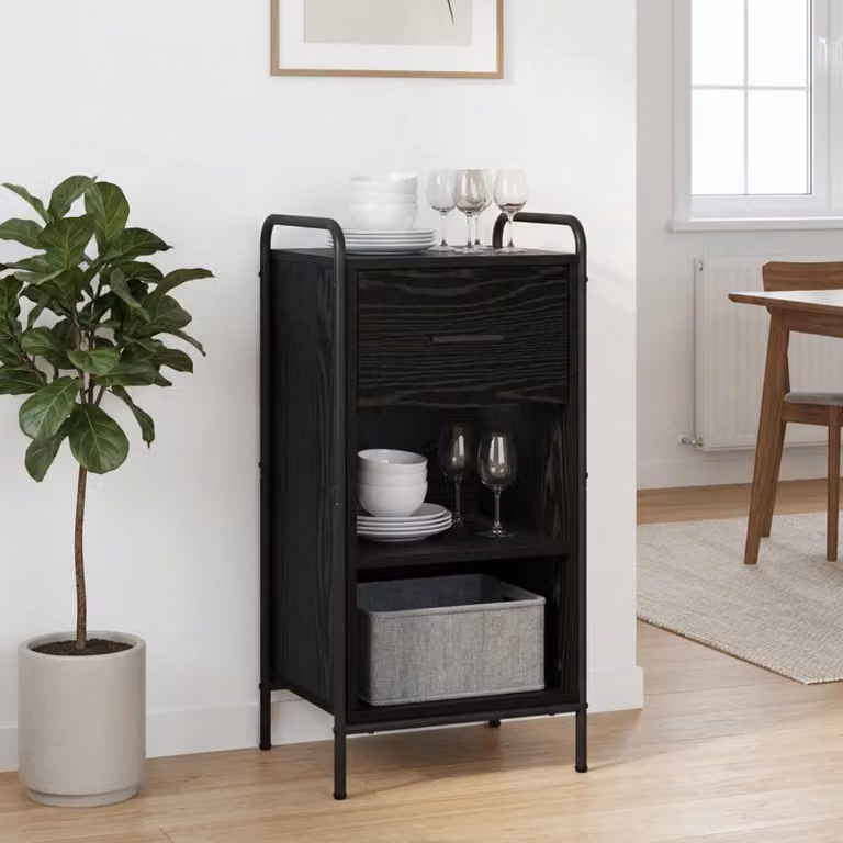 vidaXL Credenza Rovere Nero 97 x 33 x 81 cm Legno ingegnerizzato
