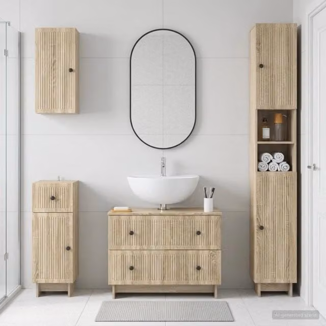 Set di Mobili da Bagno da 4 Pezzi EDE Rovere Sonoma 3417902
