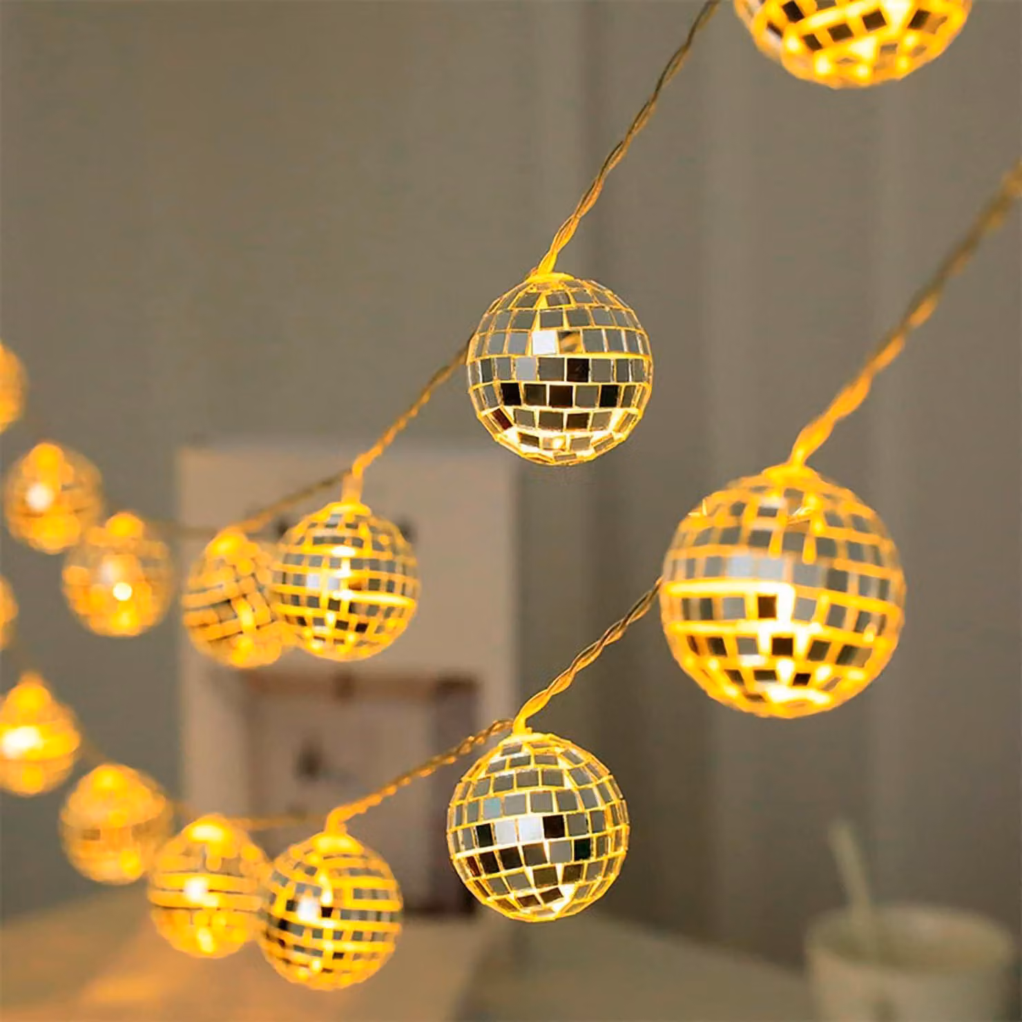 Catena luminosa con sfera disco, 3 metri, 20 LED, multicolore, grado di protezione IP44