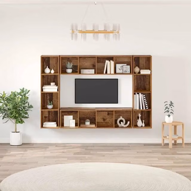 Set mobile TV 4 pz Marrone Legno ingegnerizzato 3393543