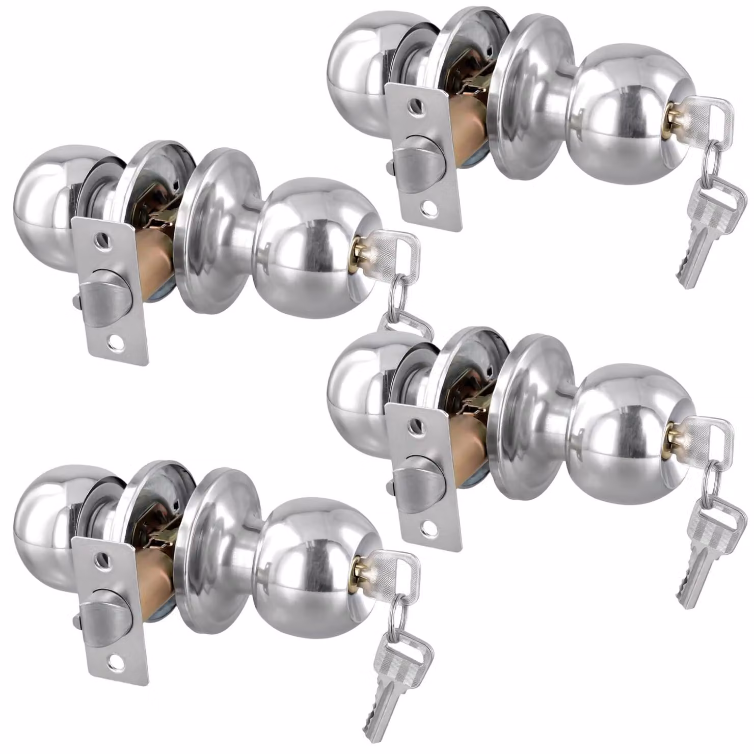 Set di 4 maniglie tonde per porta in acciaio inossidabile