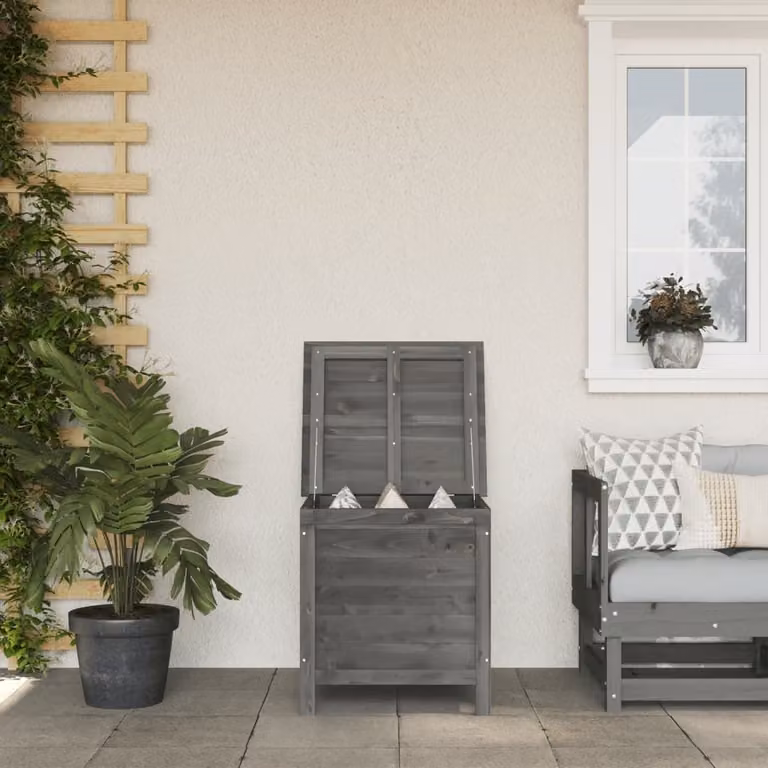 The Living Store Cassapanca da giardino antracite 50x49x56,5 cm in legno massiccio di abete