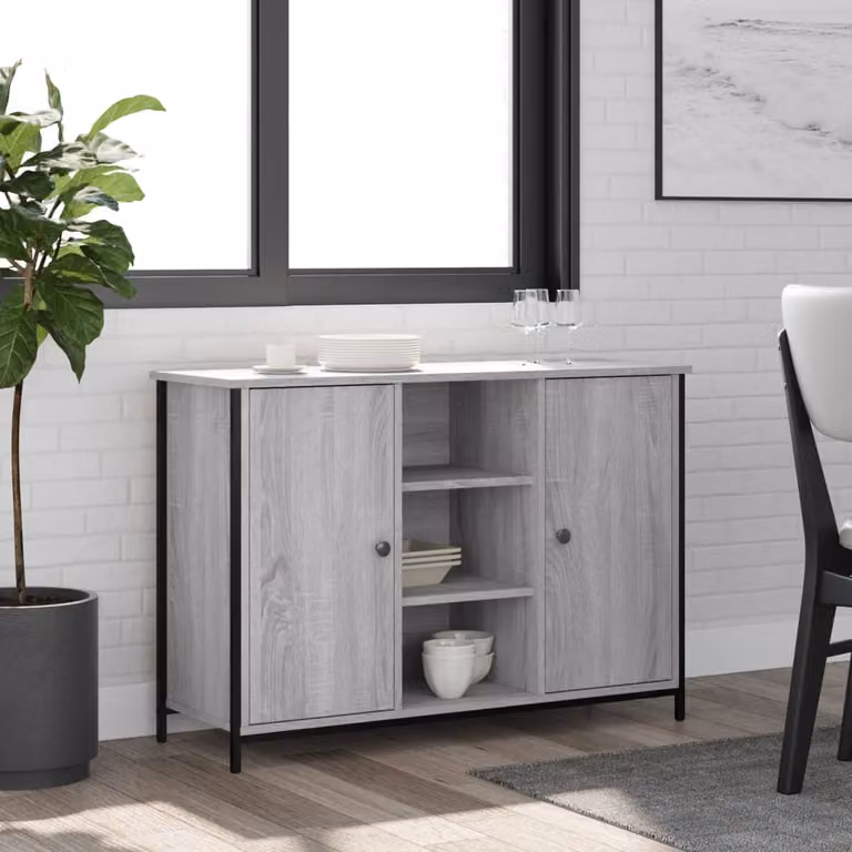 Credenza vidaXL in legno multistrato Grigio Sonoma L: 100 cm, P: 35 cm, H: 70 cm