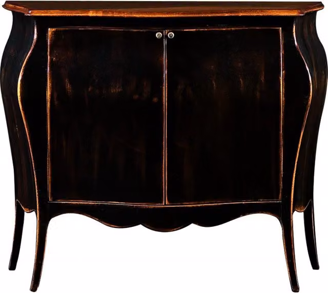 Madia credenza shabby chic in legno di pino nero e naturale Mobili 2G L: 120 cm, P: 54 cm, H: 94 cm