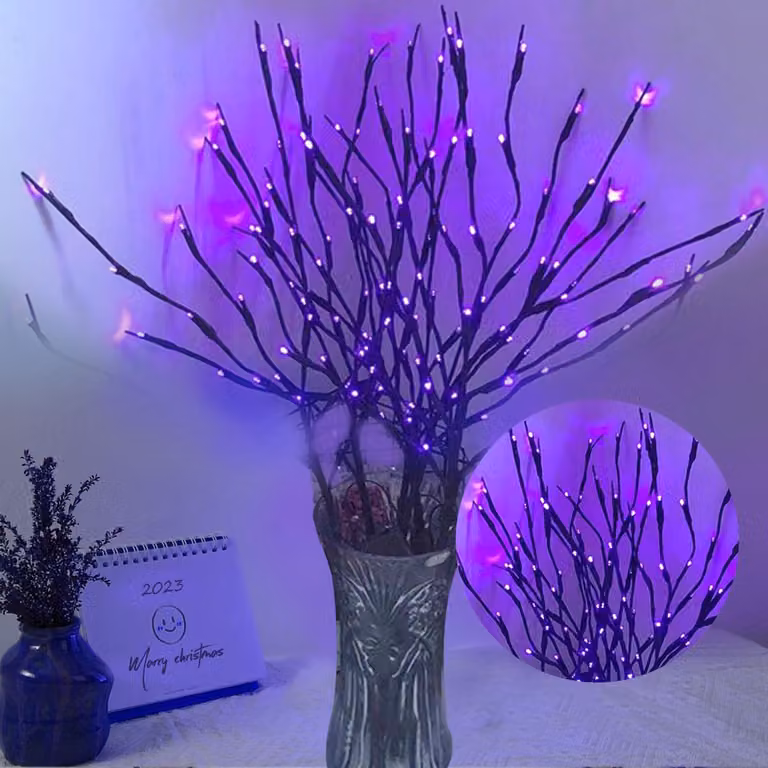 Lampada a LED per interni auto, confezione da 2, alimentata a batteria, colore viola, 30 pollici, 20 LED