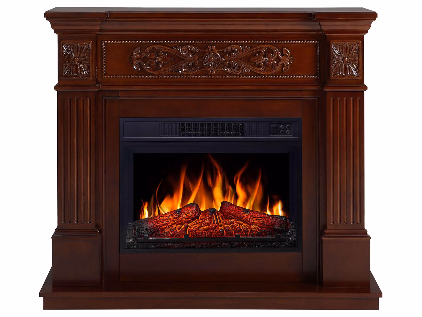 ArtiFlame Camino elettrico Toscana AF23S Camino elettrico da appoggio con riscaldamento da 1800 W, effetto fiamma realistico, illuminazione a LED, telecomando, timer, color ruggine