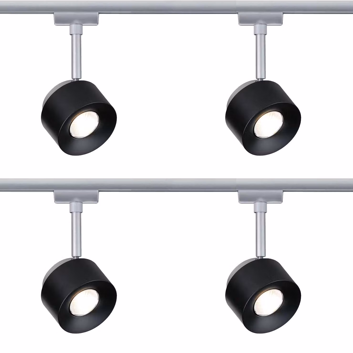Set da 4 faretti a binario LED Paulmann URail, faretto singolo da 400 lumen, 7,4 W, 2700 K, dimmerabile, 230 V, nero cromato opaco, codice 95374, equivalente a 50 W