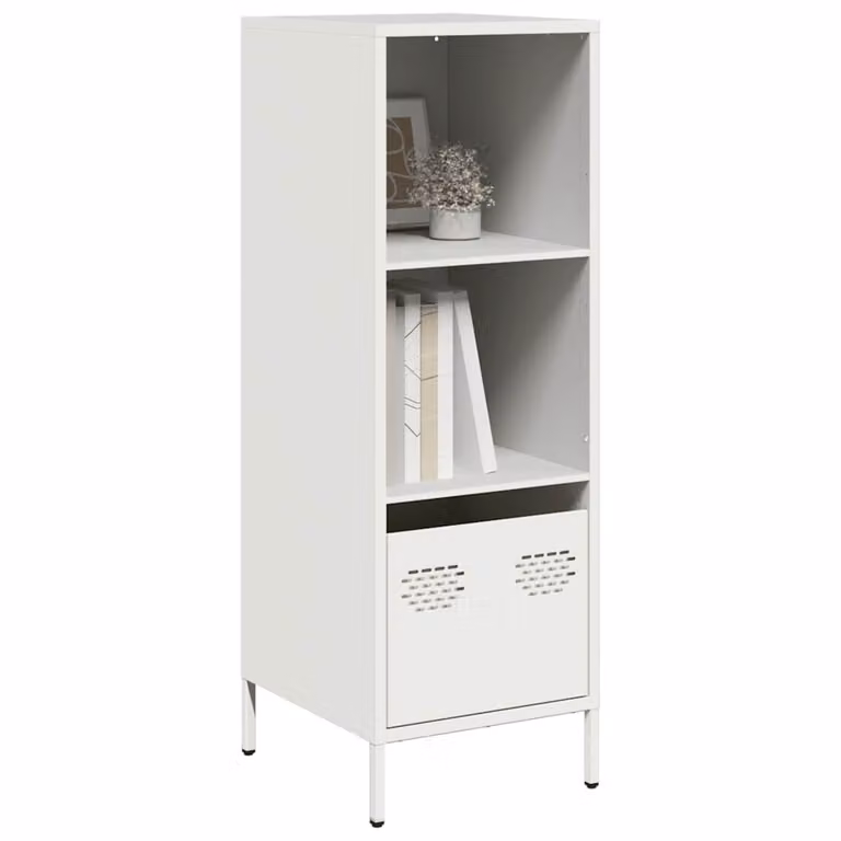 Credenza bianca vidaXL in metallo e MDF per soggiorno o camera da letto L/P/H: 35 x 39 x 103,5 cm