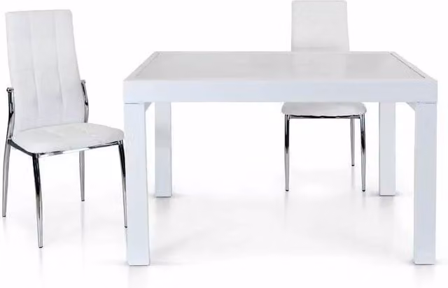 Tavolo allungabile vetro bianco base metallo bianco misura l.120 p.90 h.75