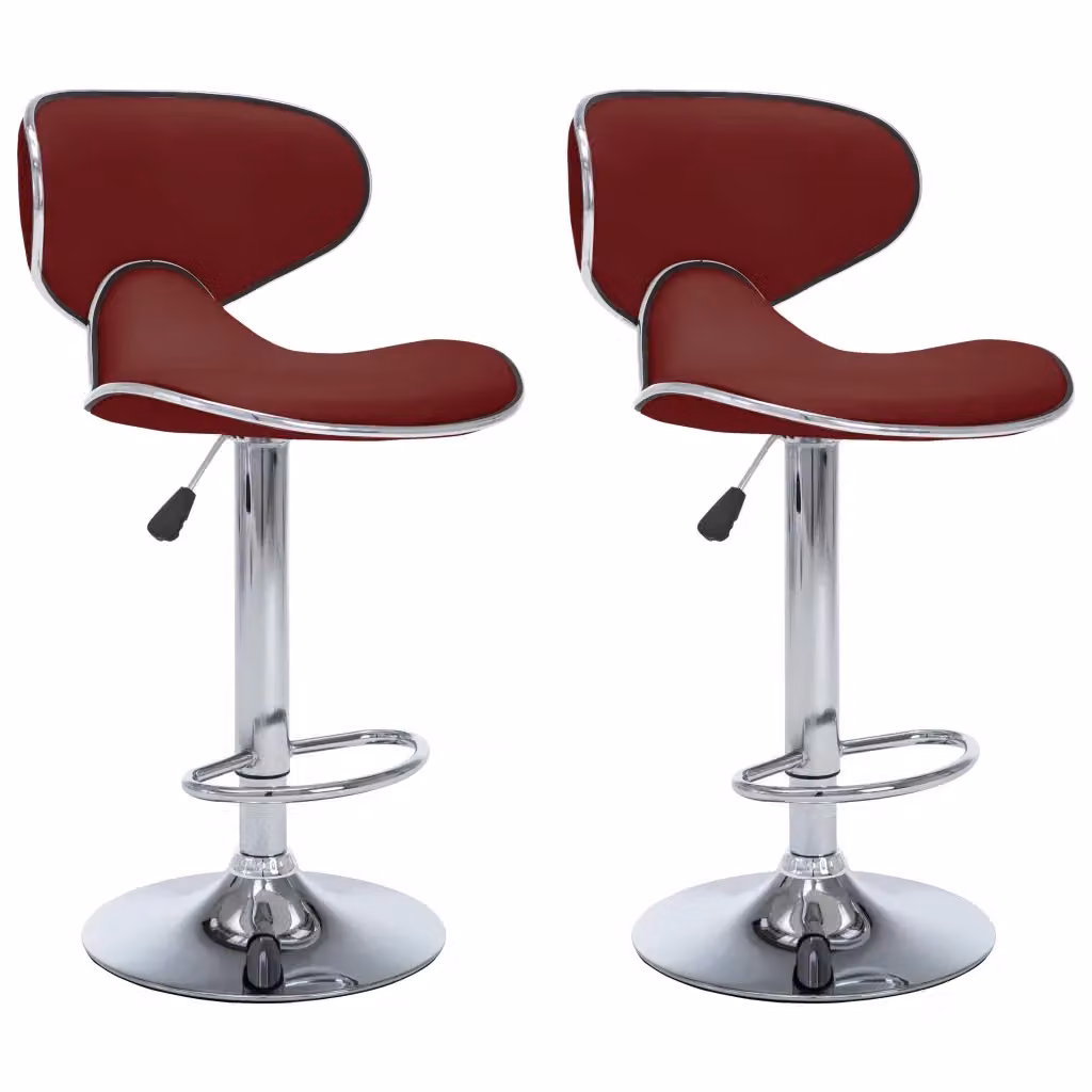 Set di 2 sgabelli da bar vidaXL in similpelle rossa con base girevole a 360 gradi – 2