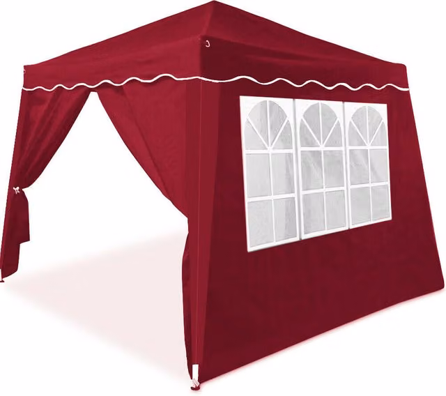 Gazebo pieghevole Capri Casaria® rosso con 4 pareti laterali L/P: 300 x 300 cm